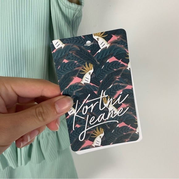 Kortni Jeane Teal Mint Ribbed ruffle one piece swimsuit modest full coverage - Picture 4 of 6